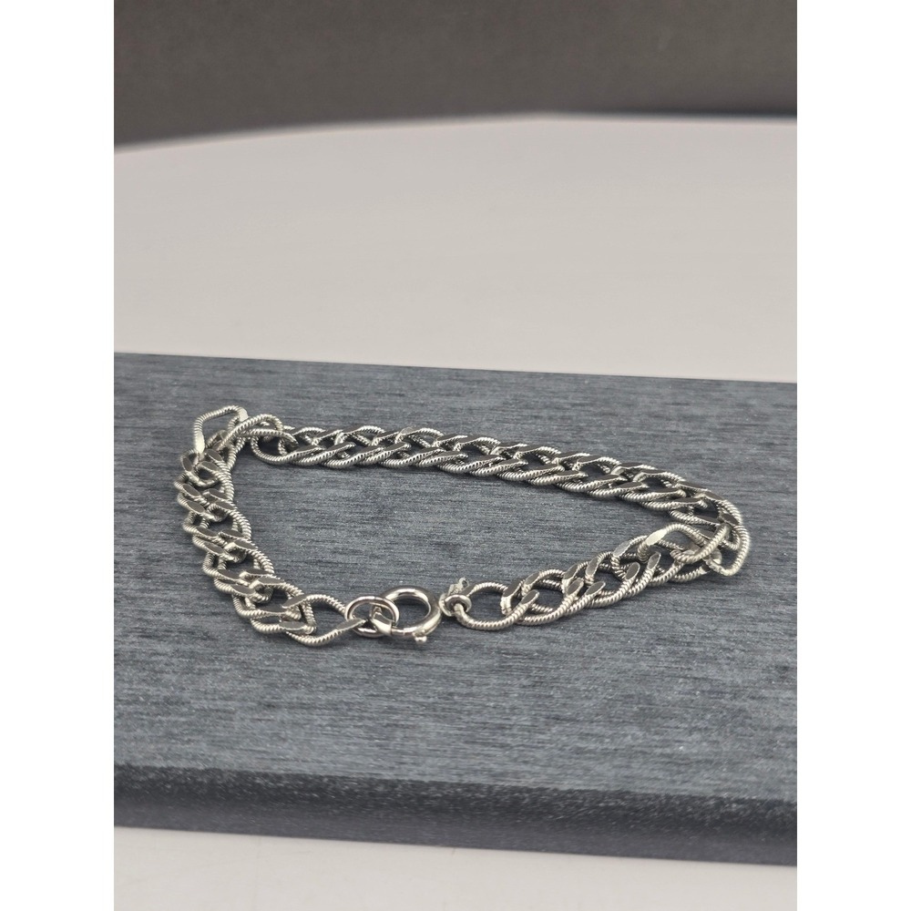 Vintage Sterling Silver Bracelet Lang Double Link Snake Chain 6.75